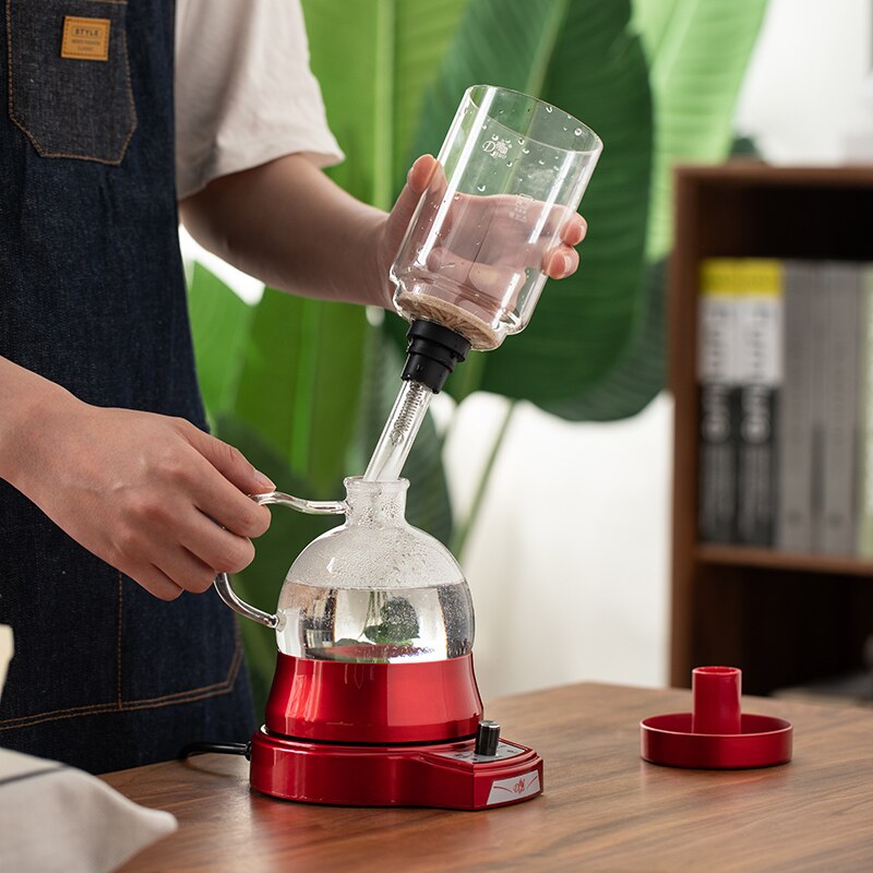 电动虹吸壶咖啡机玻璃煮咖啡壶欧式家用手动旋钮控温泡茶壶礼盒装