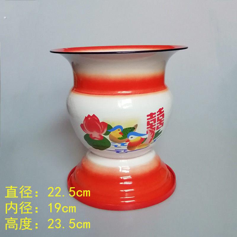 痰盂坐便器女高脚尿桶大人尿盆带盖搪瓷防臭家用起夜老人卧室加厚