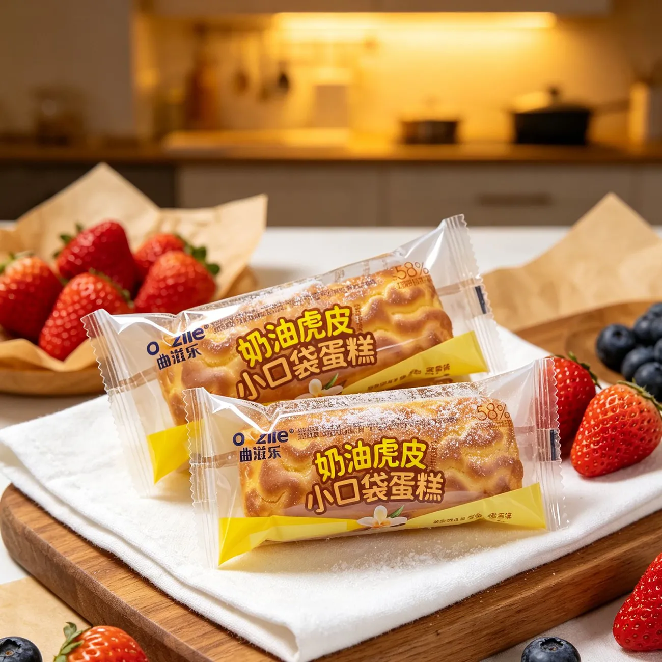 曲滋乐奶油虎皮小口袋蛋糕香草味早餐营养代餐休闲午茶零食糕点心