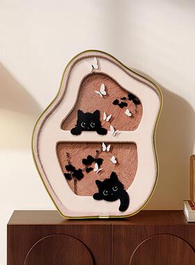 奶油风装饰画摆件客厅电视柜桌面摆画治愈系房间卧室床头装饰摆件