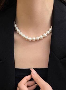 珍珠项链妈妈款爆款轻奢小众复古搭配脖颈链礼服韩系爆款高级女式
