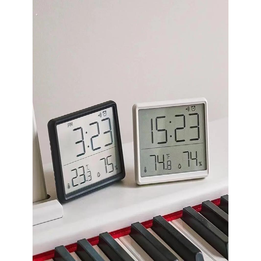 精密温度计数字家庭室内厨房湿度与时间时钟磁性冰箱贴纸墙发光超