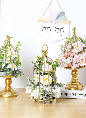 北欧铁艺烛台复古婚庆摆台家居桌面玄关创意工艺品装饰摆件摆饰