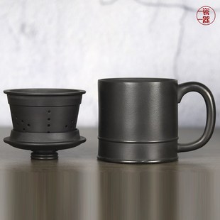 石黄紫砂杯泡茶杯茶水分离带过滤内胆茶漏男士高档办公室陶瓷杯子
