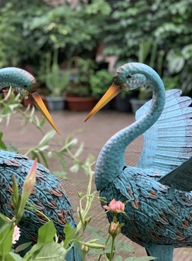 里洛家居蓝色铁质孔雀摆件铁艺庭院园艺装饰别墅花园阳台动物园景