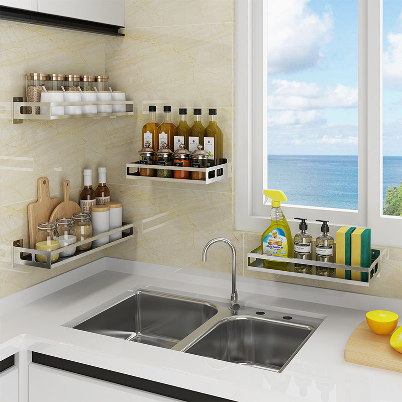 华阁304不锈钢厨房置物架壁挂调味品调料免打孔酱醋油盐收纳架子,厨房/烹饪用具,厨房置物架/置物柜/角架,淘宝优惠券,粉丝福利购,淘宝优惠卷