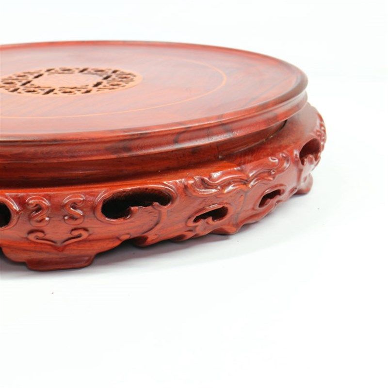 实木红花梨花盆奇石鱼缸石头花瓶圆形复古底座摆件木托托架转底座,家居饰品,木雕,淘宝优惠券,粉丝福利购,淘宝优惠卷