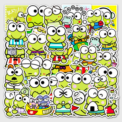 53张大眼蛙可洛比卡通贴纸行李箱笔记本电脑滑板手机汽车装饰贴纸
