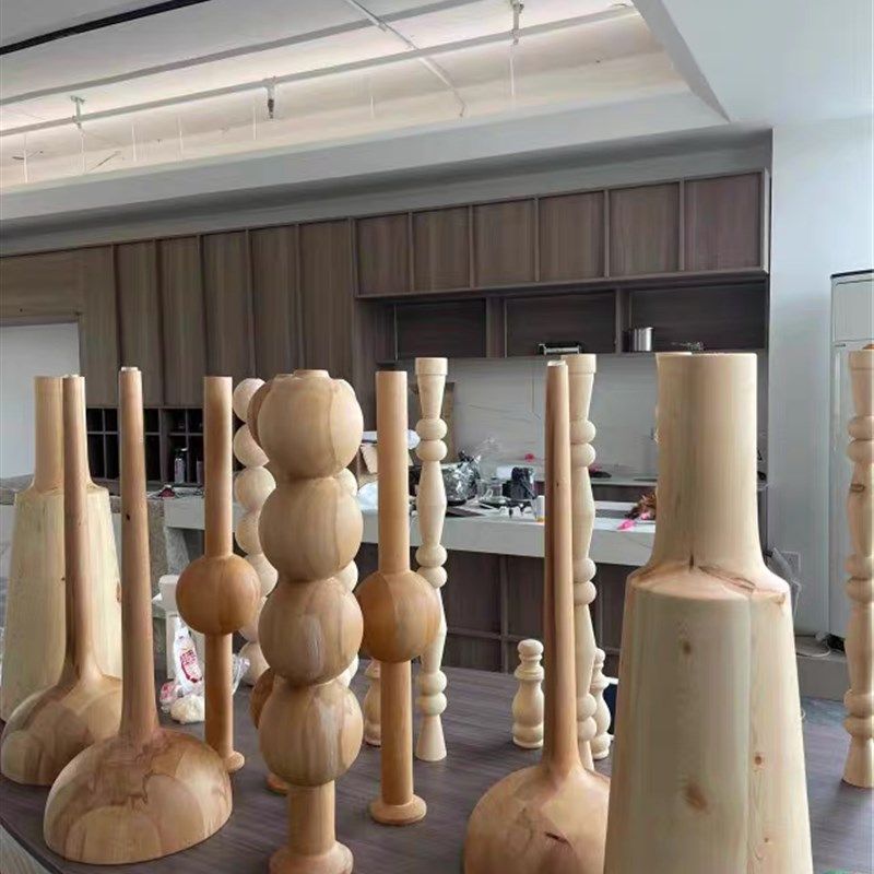 老范木艺定制实木腿高度造型吧台支撑腿法式轻奢风复古桌腿茶几腿