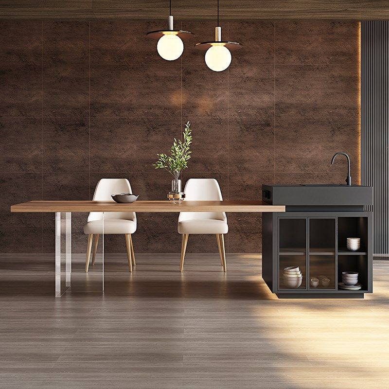 岛台餐桌一体家用岩板导台柜成品定制胡桃木纹厨房吧台中岛台,住宅家具,岛台餐桌,淘宝优惠券,粉丝福利购,淘宝优惠卷