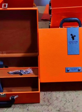 双支橙色礼盒通用款红酒礼盒2支装通款酒盒