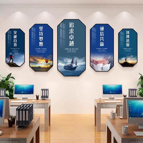 公司企业文化装饰画会议办公室挂画现代简约励志标语背景墙面壁画