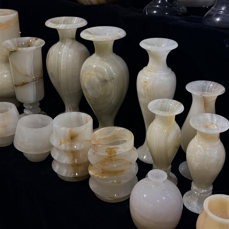 现代简约创意玉石花器果盘电视柜家居饰品售楼处样板房客厅摆件