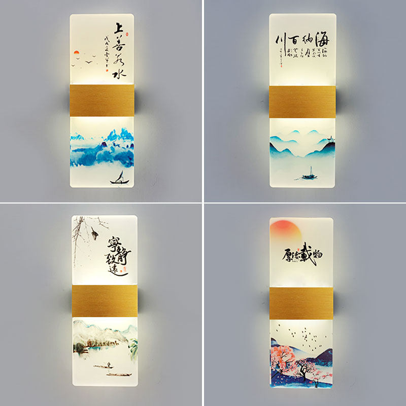 LED卧室壁灯创意客厅背景墙走廊楼梯阳台灯简约现代牡丹床头壁灯