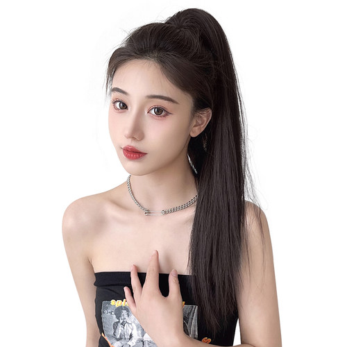 抓夹马尾假发女长发自然高马尾仿真发假发辫子网红新款直发假马尾