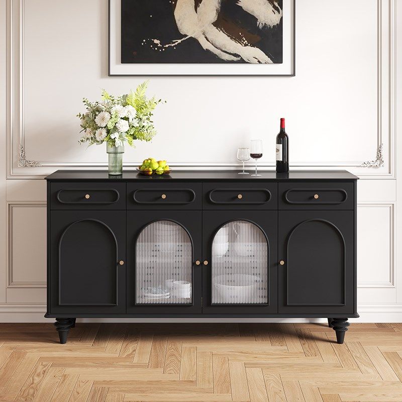 法式中古风黑色餐边柜实木储物柜置物柜餐碗收纳柜阳台茶水柜美式,住宅家具,餐边柜,淘宝优惠券,粉丝福利购,淘宝优惠卷