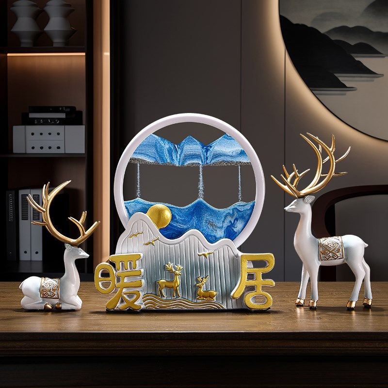 招财鹿流沙画摆件家居客厅玄关柜电视柜装饰品办公室乔迁开业礼物,家居饰品,装饰摆件,淘宝优惠券,粉丝福利购,淘宝优惠卷