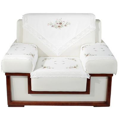 唯米5154简约白色蕾丝商务区办公会议室单人位会客沙发靠背巾罩套