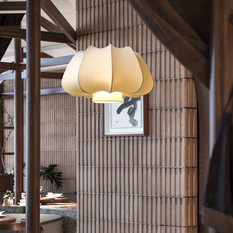 禅意艺术吊灯布艺造型水母灯餐饮包间卡座灯民宿饭厅灯具非标定制,家装灯饰光源,餐厅吊灯,淘宝优惠券,粉丝福利购,淘宝优惠卷