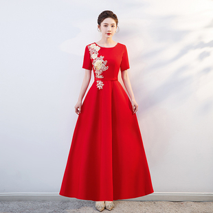 大合唱演出服女礼仪小姐旗袍颁奖礼服酒店迎宾接待伴娘中式晚礼服