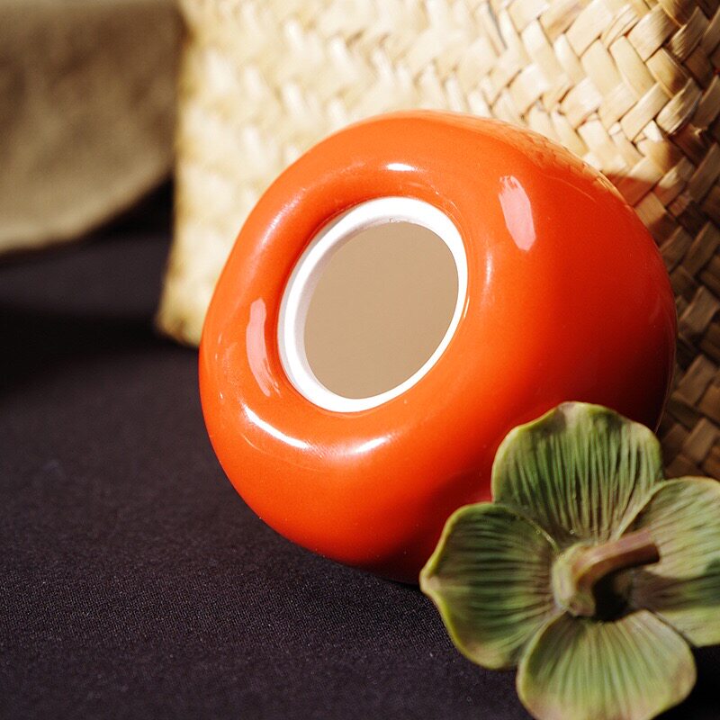 中式陶瓷小号普洱茶盒茶叶罐储茶罐复古风柿子茶罐喜糖盒LOGO定制