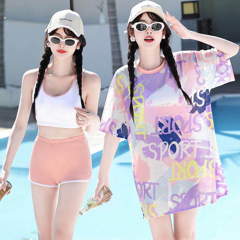 泳衣女士保守两件式2024新款爆款泡温泉三件套大尺码胖mm遮肉显瘦