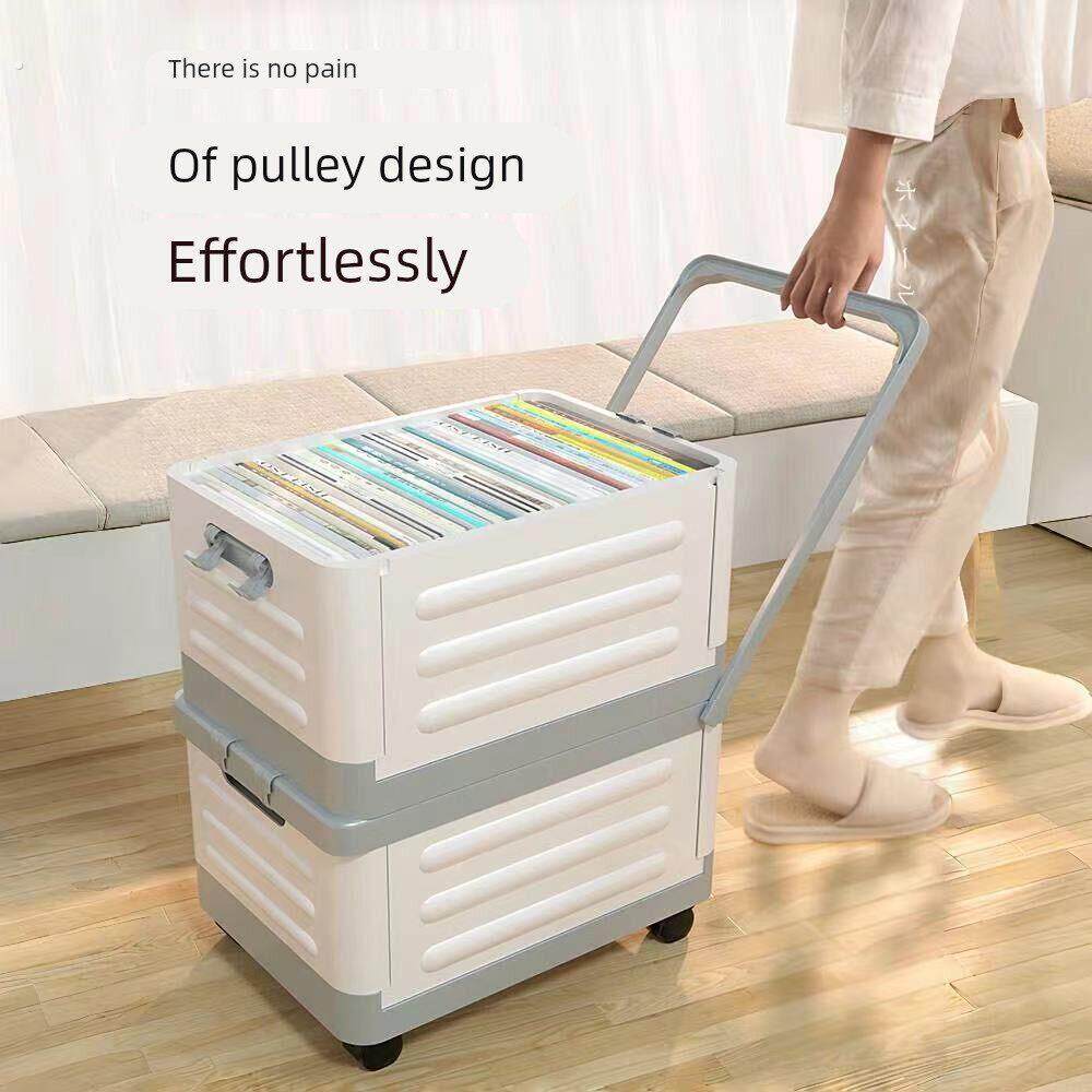 折叠收纳箱大号加厚透明静音滑轮可拉杆教室宿舍学生家用玩具书箱