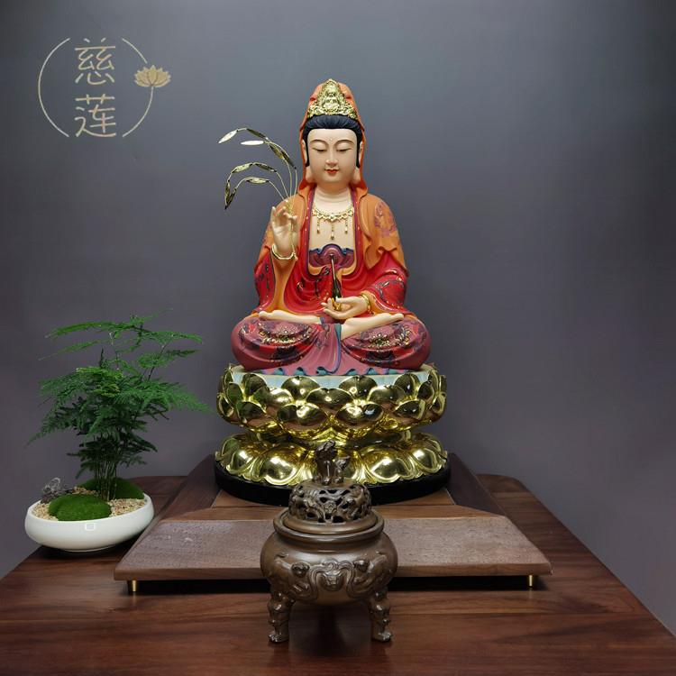 树脂观音佛像居家客厅桌面摆件南海观世音菩萨娑婆三圣西方三圣