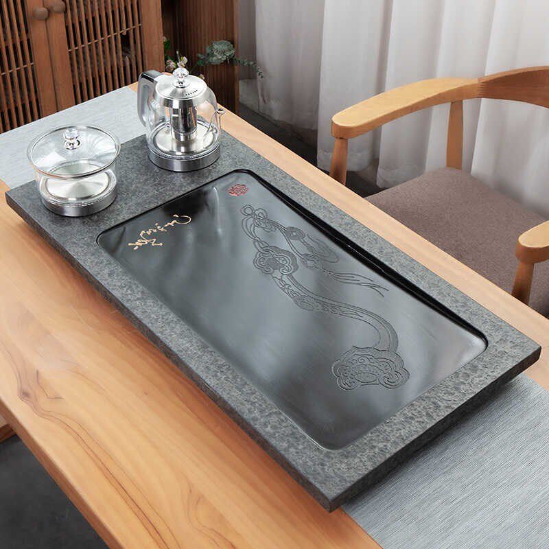 乌金石茶盘客厅家用茶具茶盘全自动套装一体嵌入式茶台大号烧水壶
