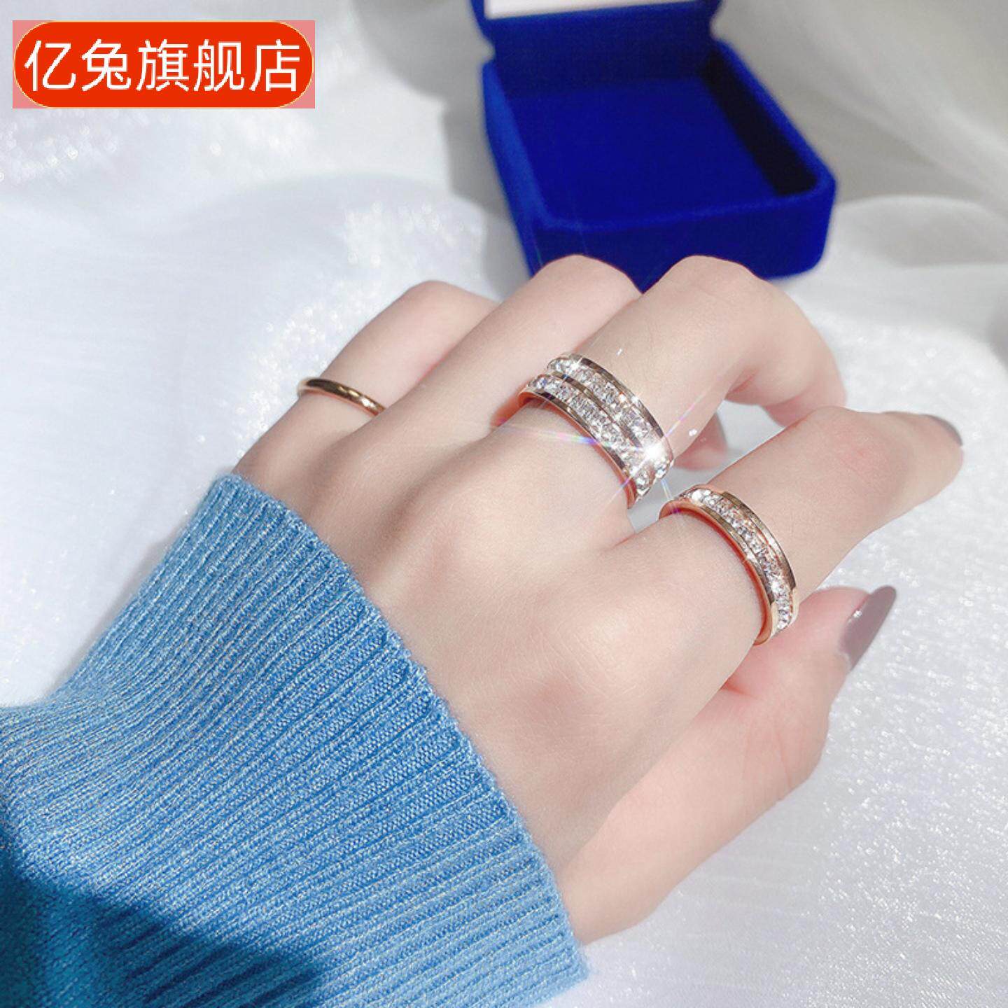 满天星钛钢情侣戒指男女港风简约