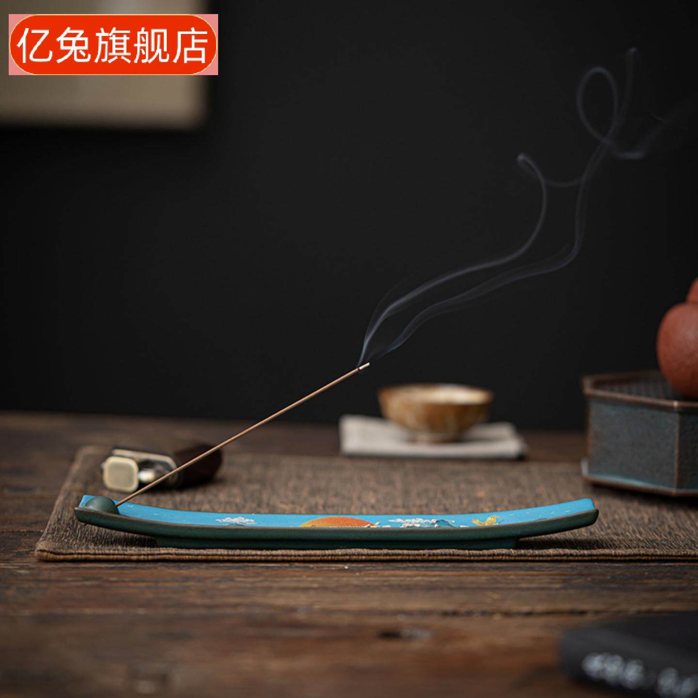 珐琅香插国潮线香炉陶瓷卧香炉