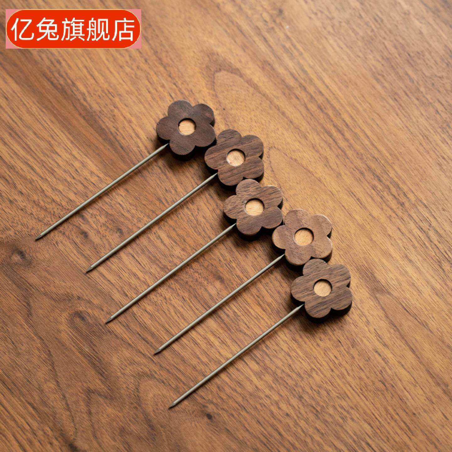 卡通实木+不锈钢水果叉套装｜含