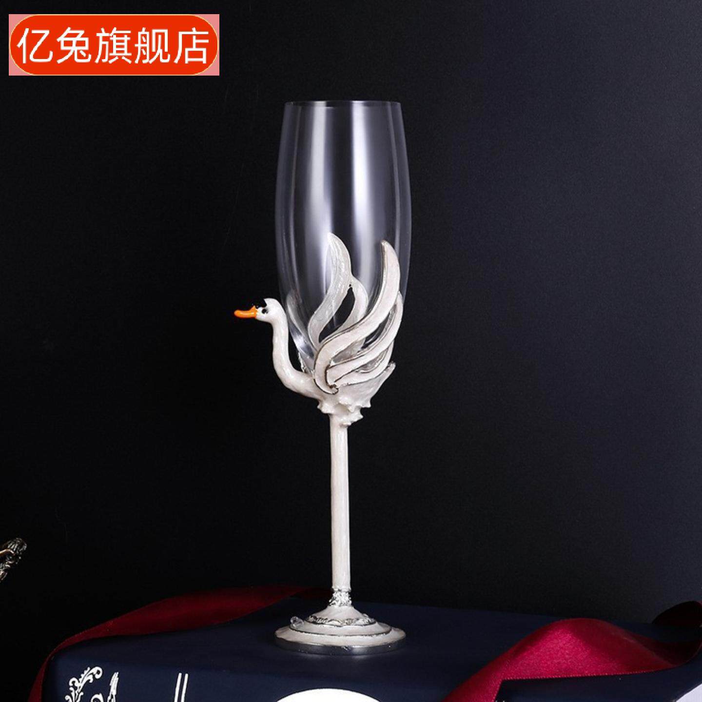 创意珐琅彩水晶玻璃香槟杯套装
