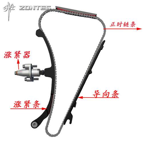 升仕ZT310XTRV21ZT180机车正时链条时规链压条指向条涨紧器配件