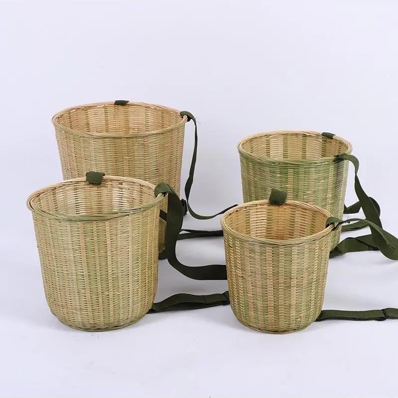 竹编背篓买菜背箩竹筐采摘茶舞蹈道具收纳篮