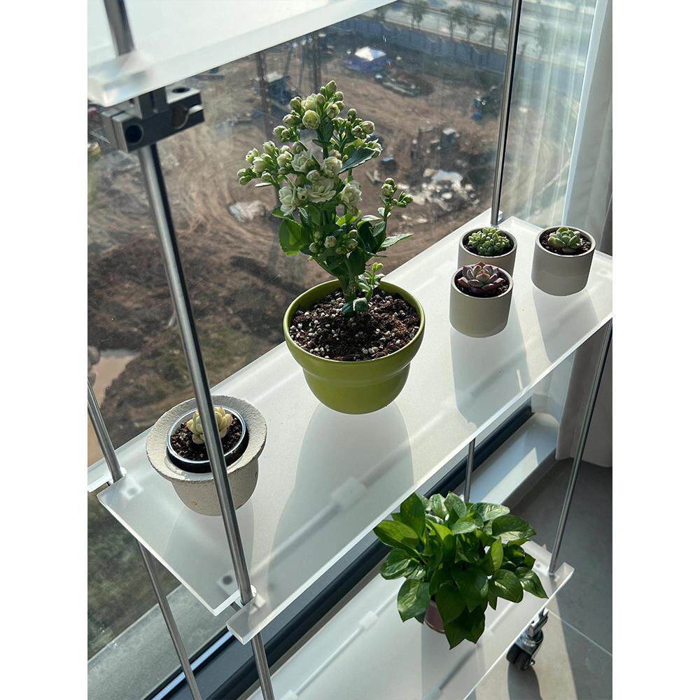 亚克力花架光轴置物架客厅落地展示柜收纳架子服装店可移动展示架