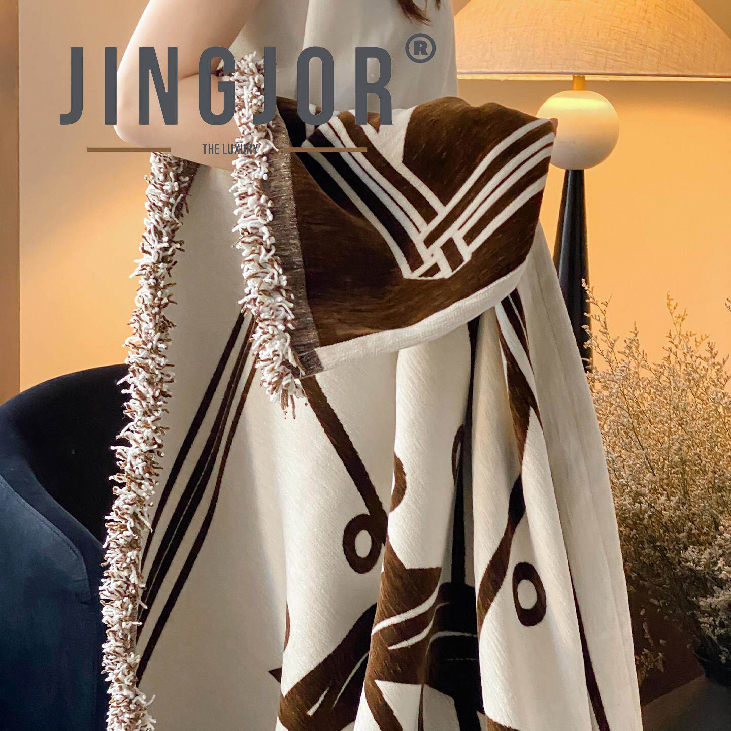 JINGJOR 轻奢秋冬毛毯办公午睡披肩毯流苏法式盖毯高级感沙发毯