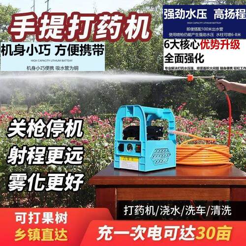 手提式电动喷雾器农用锂电池抽水双泵机浇菜大功率弥雾机小型