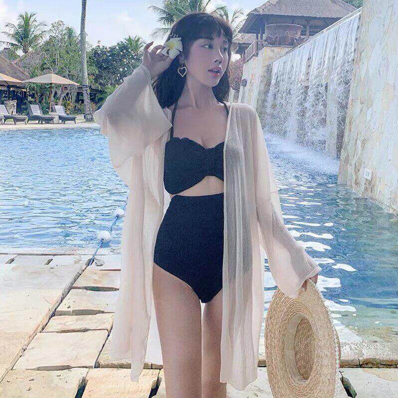 泳衣遮挡纱防晒衣罩衫可下水防晒海滩女夏薄款外套中长款外搭开衫
