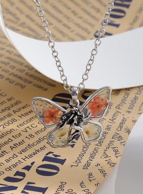 干枯蝴蝶复古小众设计感项链女高级装颈链新中式国风锁骨配饰送礼