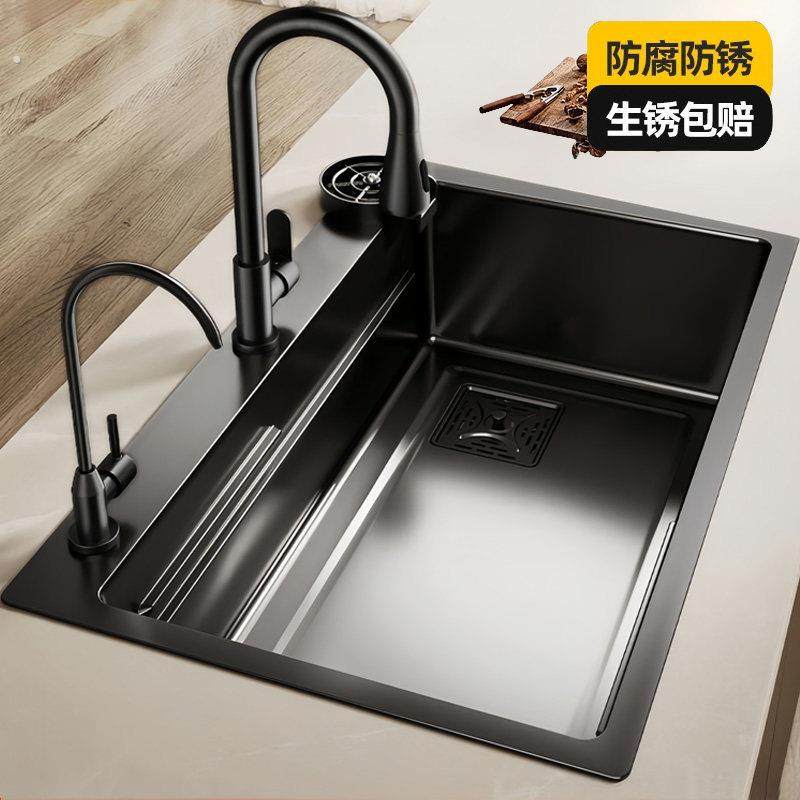 304不锈钢厨房洗菜盆大单水槽不锈钢水槽瀑布台下洗碗槽家用洗菜,家装主材,水槽套餐,淘宝优惠券,粉丝福利购,淘宝优惠卷