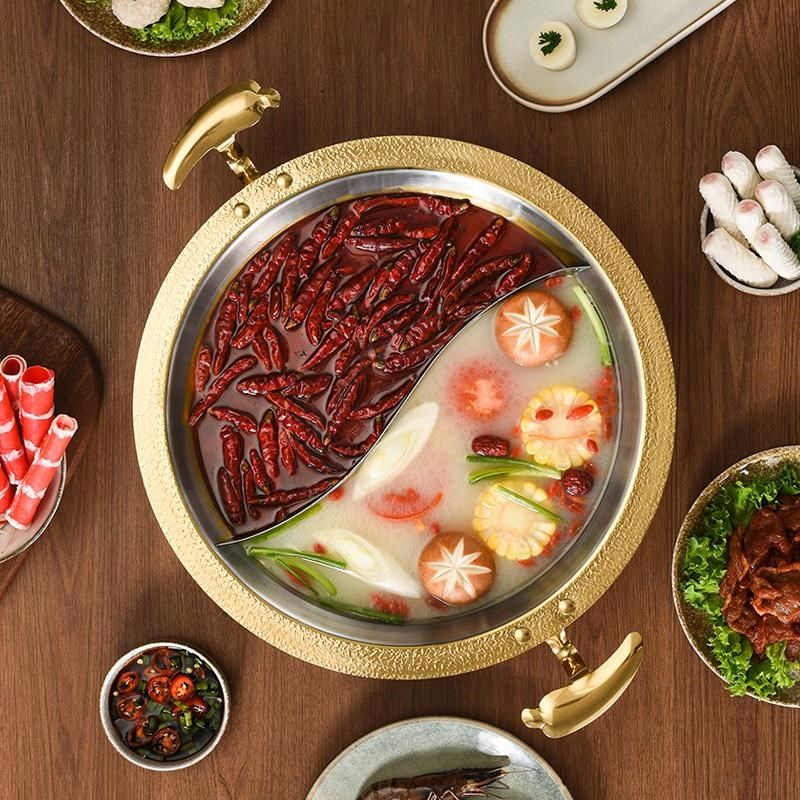 创意三层钢加厚火锅商用重庆麻辣红汤鸳鸯火锅电磁炉燃气灶适用锅,厨房/烹饪用具,火锅,淘宝优惠券,粉丝福利购,淘宝优惠卷