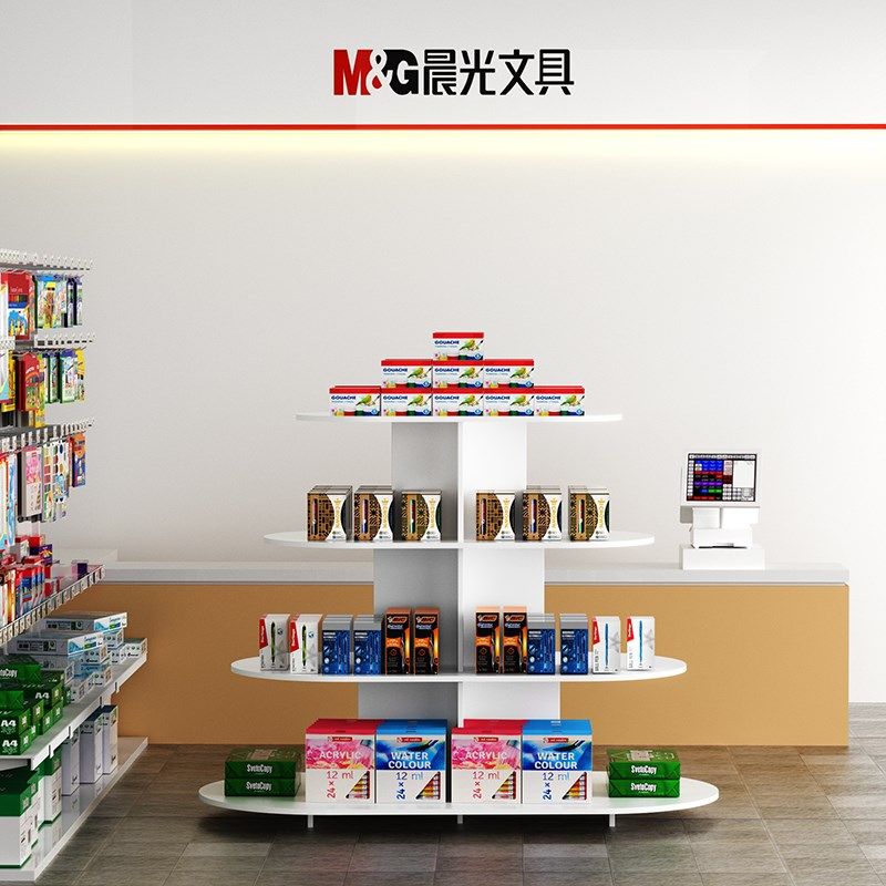 圆形中岛展示柜礼品便利店多层超市堆头促销货架母婴玩具店展示台