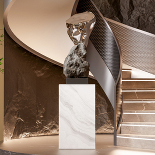 玻璃钢不规则石头雕塑摆件石来运转酒店会所售楼处楼梯间艺术装置