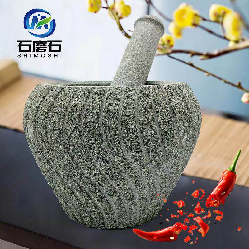 青石手工捣蒜石臼老式压蒜器家用石器摆件老式捣药捣茶蘸料研磨器