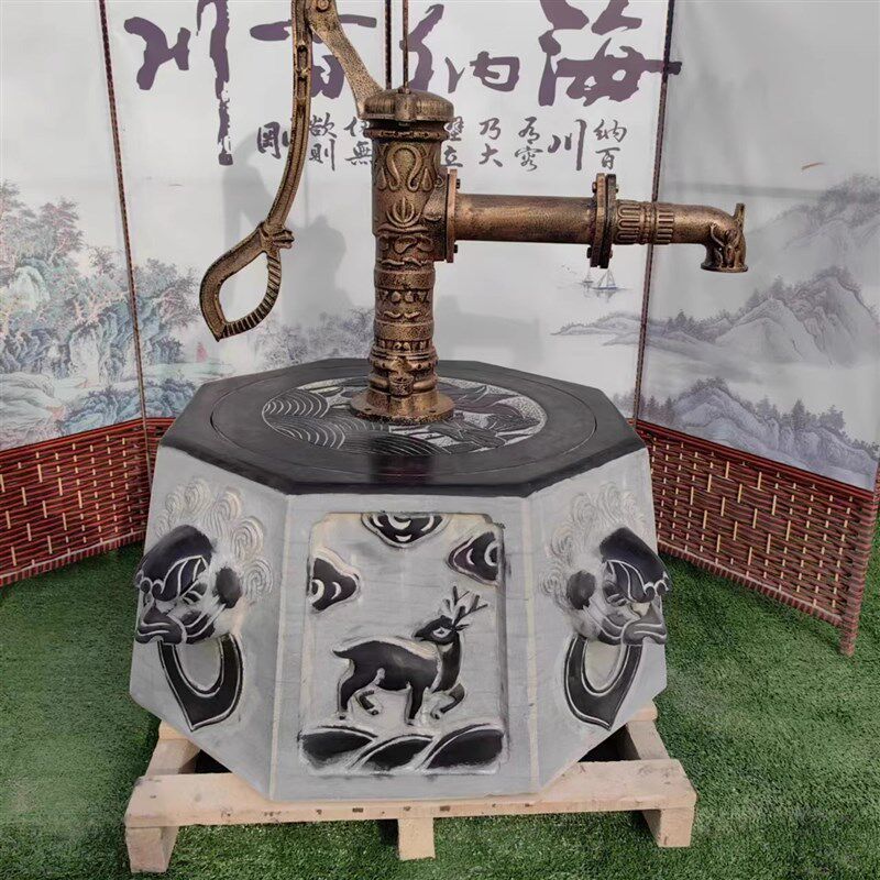 手动抽水泵压水机手动摇水泵铸铁老式井头家用抽水泵花园水泵井圈