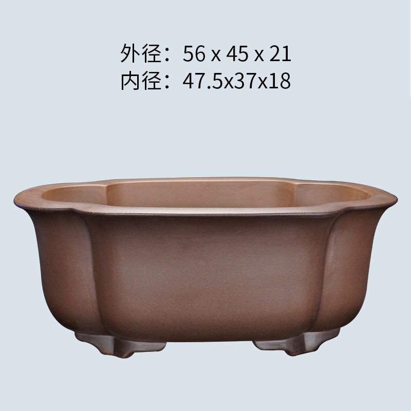 宜兴紫砂全手工56cm仿古精品大木瓜紫泥金弹子树桩松柏老桩盆景盆