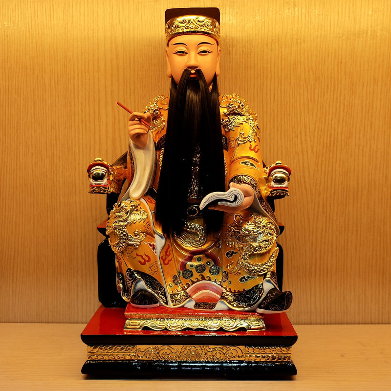 文曲星君文昌帝君文魁星客厅中式香樟木人物摆件