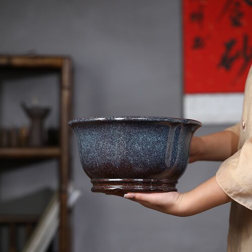清香阁紫砂 手工中式矮型花盆 桌面盆景盆室内兰花绿植古典花器