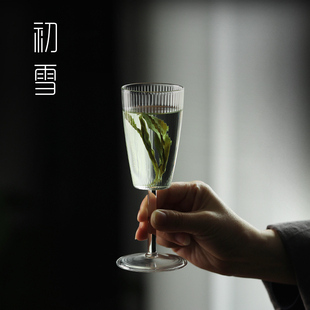 绿茶高脚杯猴魁专用玻璃杯创意杯子泡茶品茶杯家用个人洋酒香槟杯